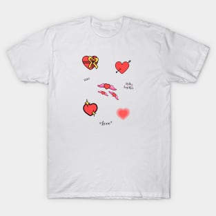 Valentines Day Hearts And Quotes Pack Pattern T-Shirt